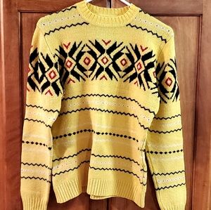 Vintage Womens Casual Corner Yellow And Black Knit Sweater Size Large